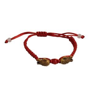 GWP FENG SHUI Red String Bracelet 2 Fish Charms Good Fortune Wealth Luck Prosper
